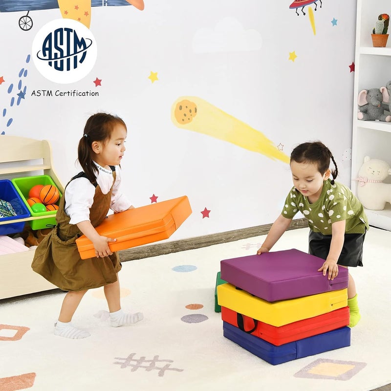 Giantex 6 Pcs Square Floor Cushions for Kids, 15'' Soft Foam Floor Seating w/Handles, Colored Flexible Seating for Classroom Elementary, Story Time, Kindergarten, Daycare, Preschool & Nursery - Image 2